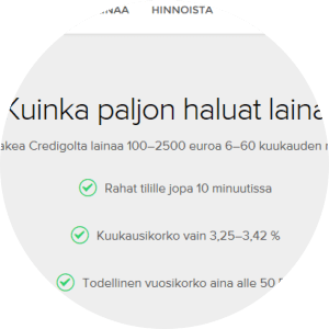 Credigo.fi:n lainarahat tilille nopeasti