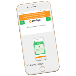 Credigo.fi kotisivut mobiilissa