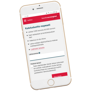 Bank Norwegian lainahakemus mobiilissa