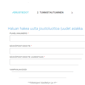 Blue Finance Joustoluoton hakemus
