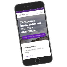 Collector.fi kotisivut mobiilissa