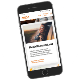 Avidafinance.com kotisivut mobiilissa