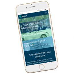 Bigbank.fi kotisivut mobiilissa