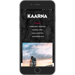 Kaarnalaina.fi kotisivut mobiilissa